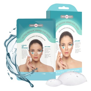 Repair Beauty Hyaluronic Acid and Niacinamide Under Eye Patches - Reduces Fine Lines, Wrinkles, Dark Circles, Moisturizing Under Eye Pads - Cruelty Free Korean Skin Care For All Skin Types - 5 Pairs