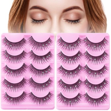 ANCIRS 2 Boxes(20pcs) Diamond False Eyelashes for ...