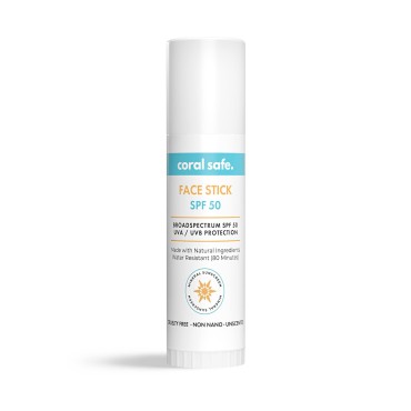 Reef Safe Sunscreen SPF 50 Facestick - Biodegradable, Hawaii & Mexico Approve, Zinc, Vitamin E, Oxybenzone & Octinoxate Free, Water Resistant, Natural Ingredients, Made in USA by Coral Safe