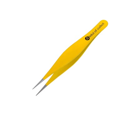 Abdul of Sialkot Pointed Tweezers,Needle Nose Tip, Sharp Precision Ingrown Hair, Surgical Pointed for Blackheads & Splinters/Best Tweezers for Eyebrows (Yellow)