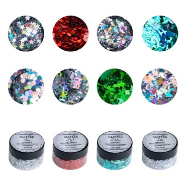 Makerflo Holographic Shape Glitter Variety Set Pack of 33, 1 oz Each for DIY, Festival Decoration Crafts & Slime