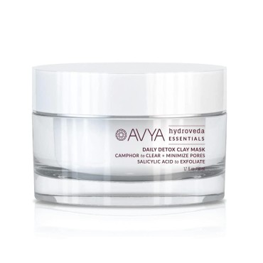 AVYA Hydroveda Essentials Daily Detox Clay Mask (1.7oz) - Bentonite Clay Treatment for Blemishes & Calming Camphor for Inflammation/Remove Impurities and Cleanse Pores
