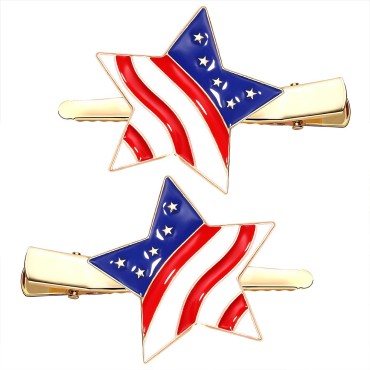 American Flag Hair Clips for Women Stars Patriotic Haipins Sparkly Alligator 4th of July Hair Barrettes Cute Independence Day Hair Accessories (stars)