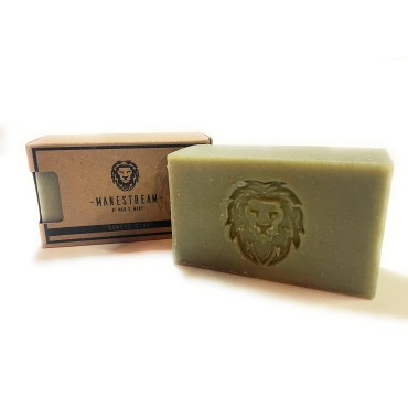 MAN & MANE Manestream Long Lasting, Mild Scented Geranium French Clay Bar with Coconut, Olive, Palm Oils, Natural Handmade Soap