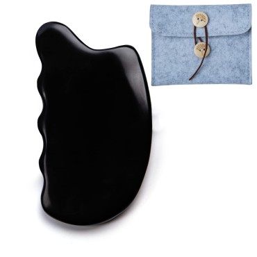 Allshow Gua Sha Stone, Bian Stone Gua Sha Facial Tools, Empress Stone for Face Massage & Body Scraping, Black Bian Stone Massage Tools for Anti-Aging, Wrinkles, Skin Tightening