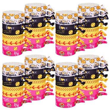 48 Pieces Softball Hair Ties No Crease Elastic Rib...