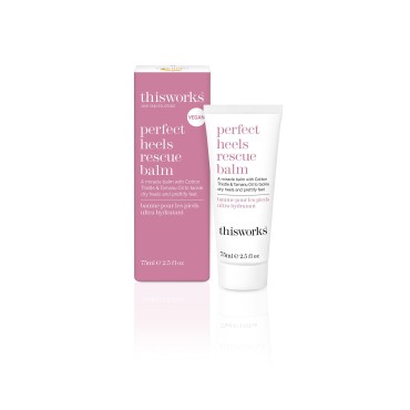 This Works Perfect Heels Rescue Balm: A Natural Vegan Formula to Nourish, Repair and Moisturise with Cotton Thistle, Lemon and Lavender Essential Oils, Silicone Free, 75ml