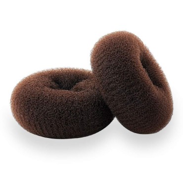 Hair Donut Bun Maker, Ring Style Bun, 2PCS Chignon Hair Large Doughnut Shaper for Thick and Long Hair (Large, 3.5 Inch/Brown)