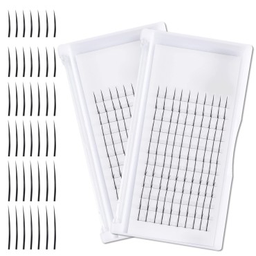 PAGOW 2 Sets Fishtail Eyelash Extensions Mix Length Single Cluster Fans Fashion Fairy C Curl Super Natual Grafting Fly Sharp Spikes M Type 10D Lashes (Mix 10-15mm, Spikes lashes,12 rows)