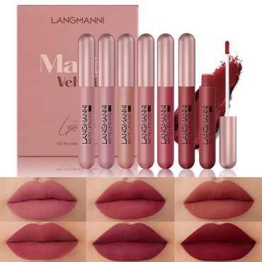 BIOKUSY 6 PCS Matte Liquid Lipstick Set, Velvet Mu...