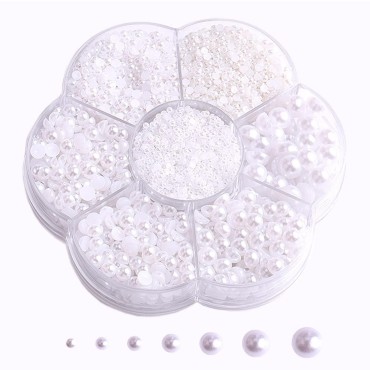 5800Pcs Half Pearls for Crafts, Flatback Pearls fo...