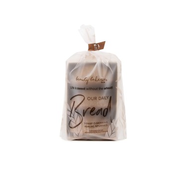 Beauty Bakerie Our Daily Bread Konjac Deep Cleansing Sponges, for Daily Cleansing and Gentle Exfoliation, 3 Facial Sponges