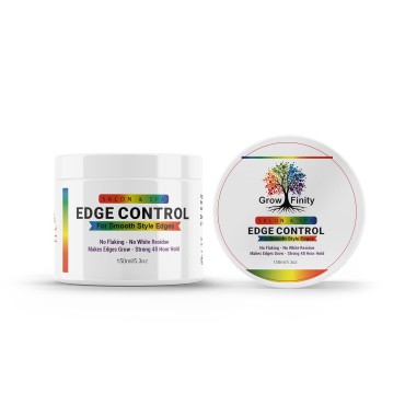 GrowFinity Hair Growth Edge Control Styling Gel | Biotin and 100% Argan Oil Infused for 3X Faster Hair Growth | Strong 48 - Hour Hold Styling Gel | Extra Large Size 5.3 Oz | Spa Edge Control Hair Gel