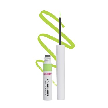 Ruby Kisses Color Liquid Eyeliner Water Resistant Long Lasting Eyeliner 3 ml (0.10 fl.oz.) (Neon Green)