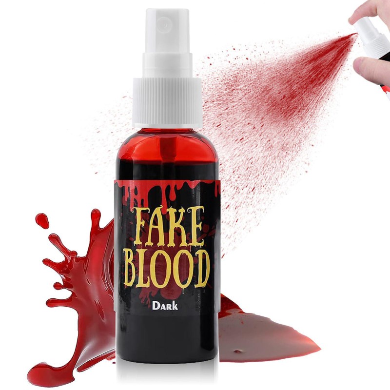Fake Blood Washable,Fake Blood Makeup,Fake Blood for Clothes,Halloween Liquid Fake Blood Spray,Blood Splatter for Zombie Monster Vampire Clown Costume Cosplay Makeup (2.1 oz)