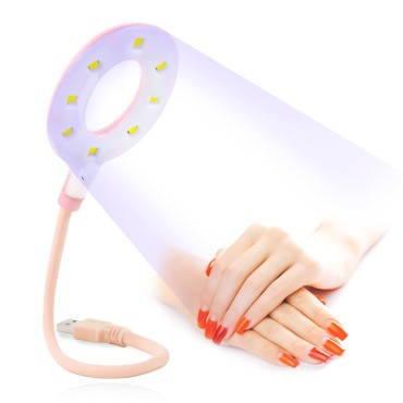 XttnBM USB UV LED Nail Lamp 16W Mini Nail Lamp Dryer for Gel Nails, 8 UV/LED Beads, Flexible Gooseneck Cord, 60s Curing Time, Portable Gel Nail Polish UV LED Nail Light for Travel and Home Nail Art