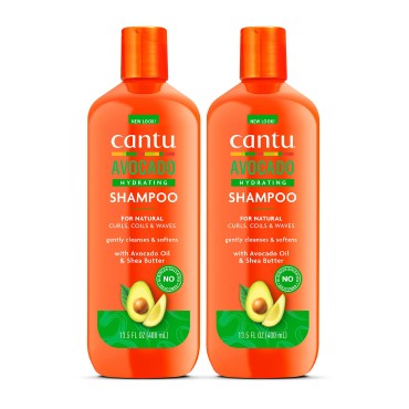 Cantu Avocado Hydrating Sulfate-Free Shampoo with Pure Shea Butter, 13.5 oz (Pack of 2) (Packaging May Vary)