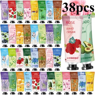 38 Pack Hand Cream Gifts Set For Women, Natural Plant Fragrance Hand Lotion Travel Size, Moisturizing Hand Cream For Dry Cracked Hands With Shea Butter Body Moisturizer, Travel Size Mini Lotion Bulk Mothers Day Gifts For Women