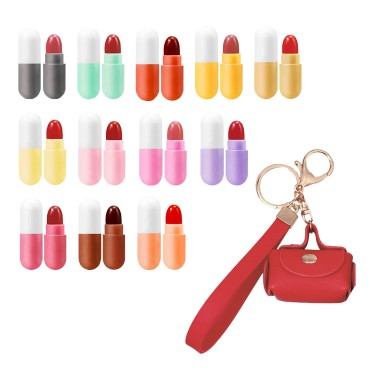 12 Pill Lipstick with 1 Cute Mini Red Leather Bag ...