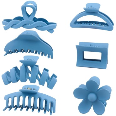 7PCS Blue Hair Claw Clips, Lightweight Big Strong ...