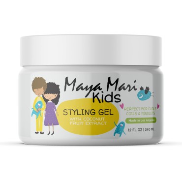 MAYA MARI Kids Hair Styling Gel with Coconut Fruit Extract - Lightweight Styling Gel for Textured and Curly Hair, 12 oz