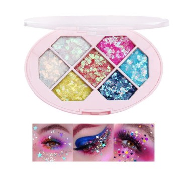 AKARY Glitter Eyeshadow Palette Makeup 7 Colors, Party Diamond Shiny Colorful Eye Makeup Palettes Long Lasting Waterproof Holiday Makeup, Glitter High Pigmented Eye Shadow Powder for Face Body (02)