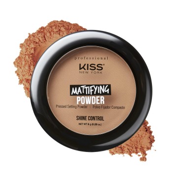 Kiss New York Pro Pressed Mattifying Finishing Setting Powder Best for Medium to Dark Skin Blurs fine lines and pores (Translucent Deep)
