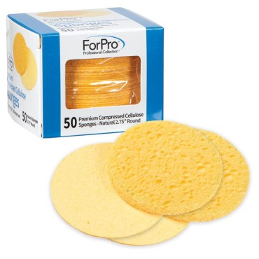 ForPro Premium Compressed Facial Sponges, 50-Count Cellulose Sponges for Facial Cleaning, Exfoliating and Makeup Removal, 2.75