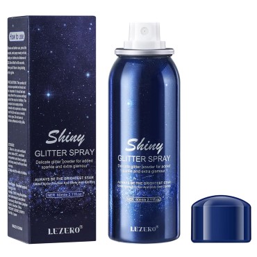 Temporary Body Glitter Spray, Body Shimmery Spray for Skin, Face, Hair, Clothing, Quick-Drying Waterproof Shiny Hairspray Face Highlighter Mist for Singer Concerts, Music Festival Rave, Stage, 2oz
