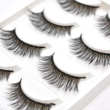 False Eyelashes 5 Pairs Cat Eye Faux Mink Lashes Natural Looking Reusable False Lashes Easy to Apply and No Glue Needed Waterproof Fake Eyelash Extension for Women.(8010: 6-18MM)