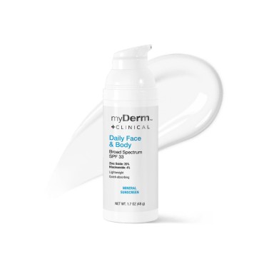 myDerm CLINICAL Daily Face & Body SPF 33 Mineral Sunscreen Lotion with Niacinamide, Zinc Oxide 1.7oz.