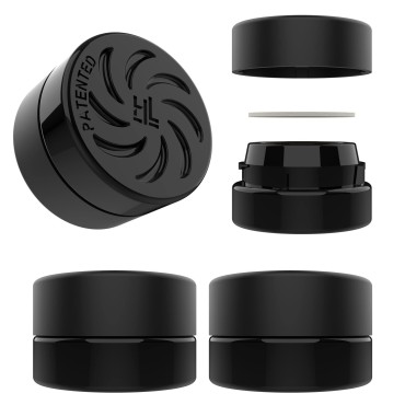 Dragon Chewer Supercell Black Glass Thick Child Resistant Containers Concentrate Storage Jars for Oil, Lip Balm, Wax, Cosmetics Premium PE Cap Seal Lid (100)
