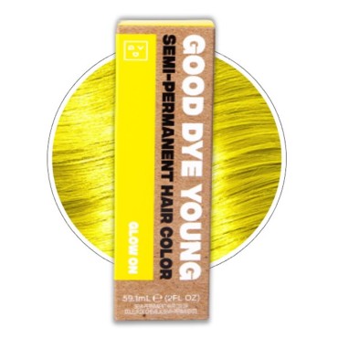 Good Dye Young Streaks and Strands Semi Permanent Hair Dye (Glow On Yellow) - UV Protective Temporary Hair Color Lasts 15-24+ Washes - Conditioning Yellow Hair Dye - PPD free Hair Dye - Cruelty-Free & Vegan Hair Dye