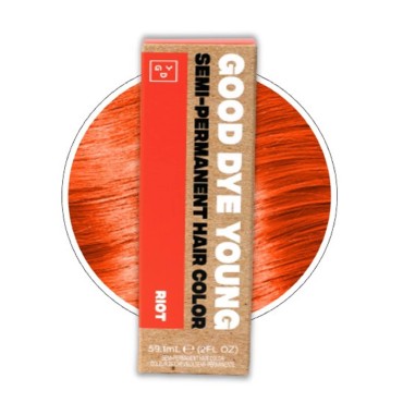 Good Dye Young Streaks and Strands Semi Permanent Hair Dye (Riot Orange) - UV Protective Temporary Hair Color Lasts 15-24+ Washes - Conditioning Orange Hair Dye - PPD free Hair Dye - Cruelty-Free & Vegan Hair Dye
