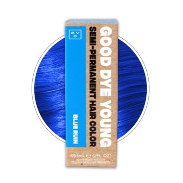 Good Dye Young Streaks and Strands Semi Permanent Hair Dye (Blue Ruin) - UV Protective Temporary Hair Color Lasts 15-24+ Washes - Conditioning Blue Hair Dye - PPD free Hair Dye - Cruelty-Free & Vegan Hair Dye