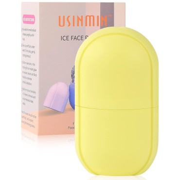 USINMIN Ice Face Roller, Roller for & Eye, Beauty Facial Rollers Holder Mold Puffiness Relief Massage Skin Care Tools Brighten Lubricate Shrink Pores Remove Fine Lines, Yellow