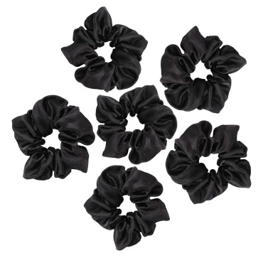 ZBORH 6 Pcs Satin Hair Scrunchies Soft Elastic Hair Ties Set for Women Teenage Girls Ponytail Holders (Black)