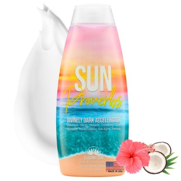 Sun Proverbs Tanning Bed Lotion, Dark Tan Accelerator, Outdoor Indoor Tanning Lotion without Bronzer, Bronzer Free Tanning Lotion, Natural Bronzing Coconut Sun Kissed Lotion by Elegant Sun