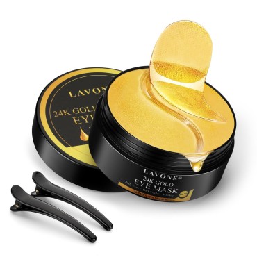 LAVONE Eye Mask-30 Pairs 24K Gold Under Eye Patche...