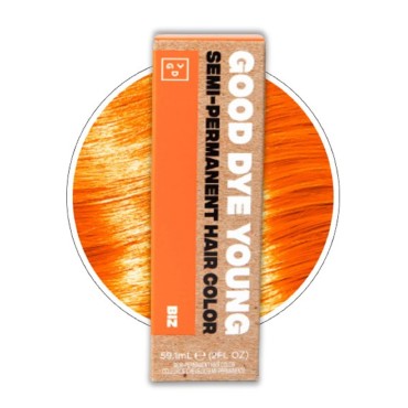 Good Dye Young Streaks and Strands Semi Permanent Hair Dye (Biz Neon Orange) - UV Protective Temporary Hair Color Lasts 15-24+ Washes - Conditioning Neon Orange Hair Dye - PPD free Hair Dye - Cruelty-Free & Vegan Hair Dye