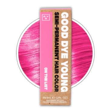 Good Dye Young Streaks and Strands Semi Permanent Hair Dye (On The List Bubblegum Pink) - UV Protective Temporary Hair Color Lasts 15-24+ Washes - Conditioning Pink Hair Dye - PPD free Hair Dye - Cruelty-Free & Vegan Hair Dye