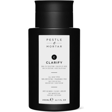 Pestle & Mortar Clarify 2% Salicylic Acid toner, Acne Treatment and Clear Breakouts, Facial Exfoliant to removes Excess Oil, 6.76 oz