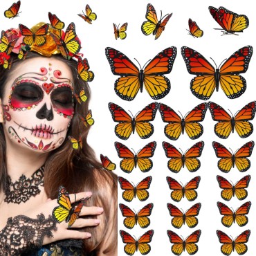 12 Pcs Day of the Dead Monarch Butterfly Hair Clip...