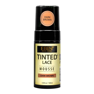 EBIN NEW YORK TINTED LACE MOUSSE - Dark Brown, 3.38oz/ 100ml | Lightweight Foam with Highly Pigmented, Perfect Matching with Flawless Finish