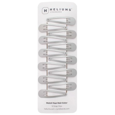Heliums 2 Inch Snap Clips - Silver Gray - Metal Hair Barrettes for Women and Kids, Metallic Finish Blends with Hair Color - 12 Count