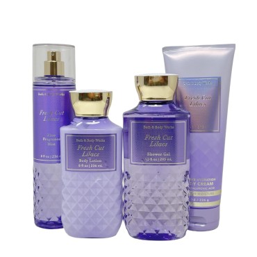 Fresh Cut Lilacs Set of 4 - Includes Fine Fragrance Mist, Body Lotion, Shower Gel and Body Cream - Full Size, 7.9719 Ounce