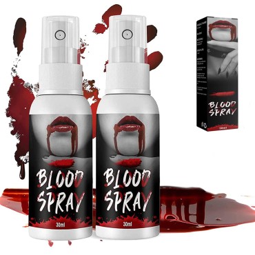 Blood Splatter 1.0oz Fake Blood Spray 2 Pack, Halloween Liquid Blood for Cosplay , Zombie, Vampire and Monster SFX Makeup Dress Up &Theater , AMind4U