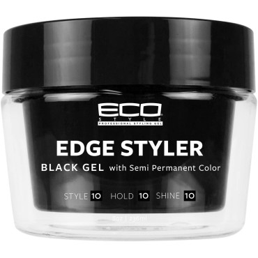 Eco Style Professional Styling Gel Edge Styler Black Gel with Semi Permanent Color - 8 fl oz (Pack of 1)