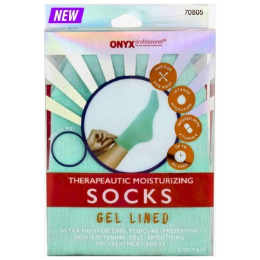 Onyx Professional Gel Moisturizing Socks, One Size Dry Feet Treatment for Women or Men, Hydrating Spa Socks for Dry Feet and Cracked Heel Repair, One Reusable Pair
