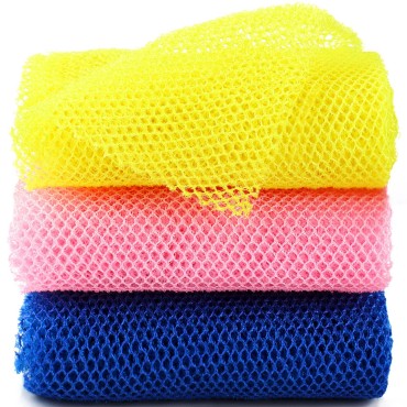 3 Pieces African Net Sponge Long Net Bath Sponge E...